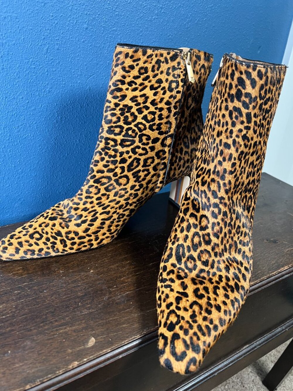 Sam Edelman Saige Leopard Suede Ankle Bootie Size 12